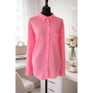 H&M Pink Sheer Button-Front Shirt | Lightweight Long Sleeve Blouse | Minimal Mod